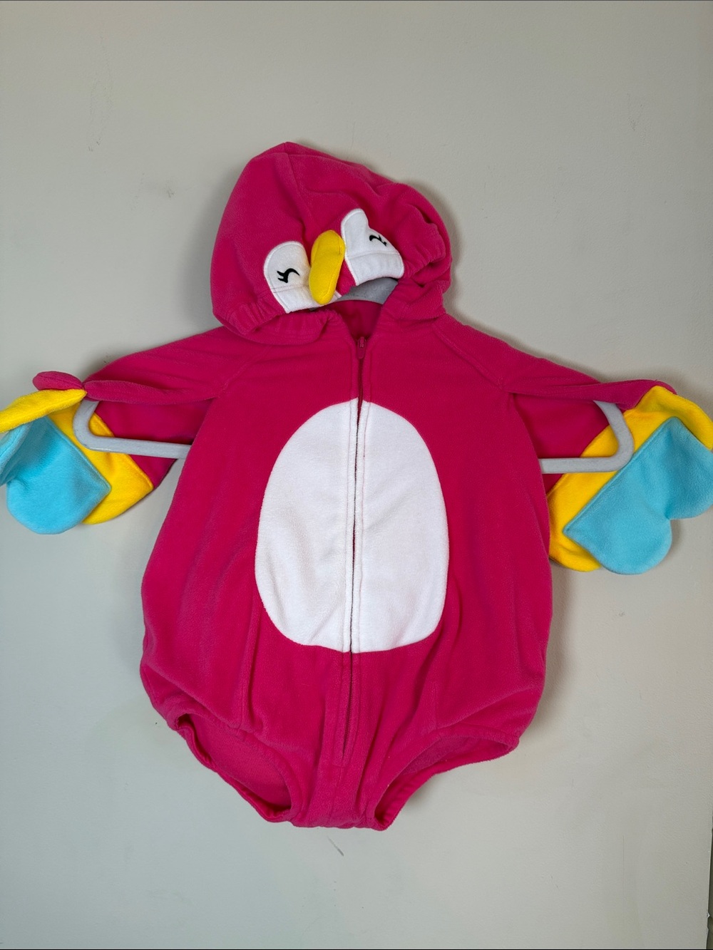 Baby Girl Hot Pink Bubble Parrot  Hoodie Halloween Costume. Size 6-9 months